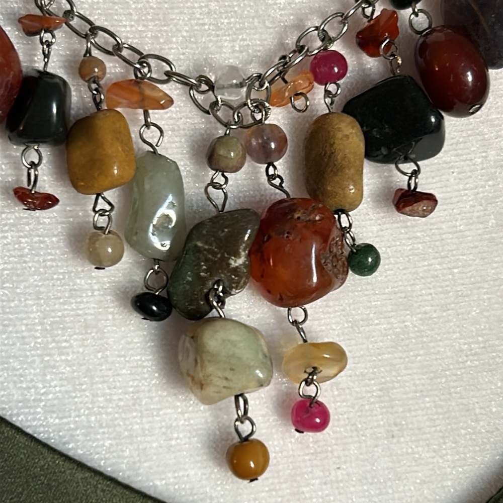 Handcrafted Multi Gemstone Bead Confetti Chandeli… - image 3